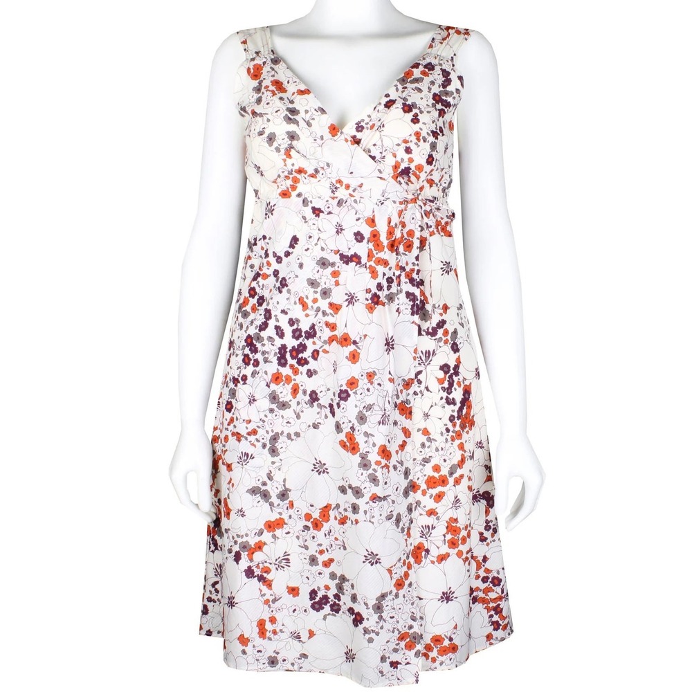 Patagonia Amaia Midi Dress 100% Organic Cotton Size 6 Cream Floral